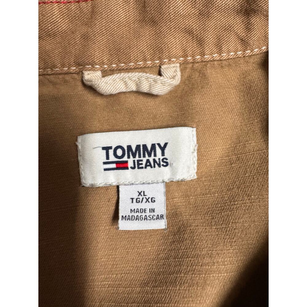 Tommy Jeans Two Tone Cropped Denim Jacket Tan Beige Retro 90s Inspired XL - Picture 5 of 7